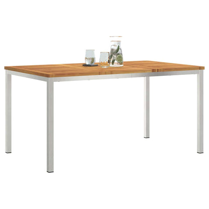 vidaXL Dining Table 150x90x75 cm Solid Acacia Wood and Stainless Steel