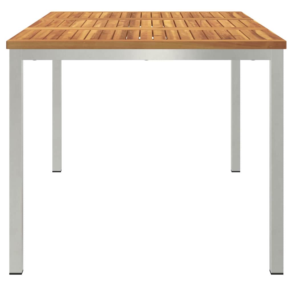 vidaXL Dining Table 150x90x75 cm Solid Acacia Wood and Stainless Steel
