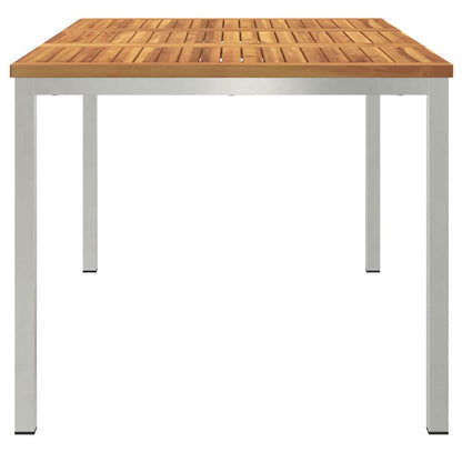 vidaXL Dining Table 150x90x75 cm Solid Acacia Wood and Stainless Steel
