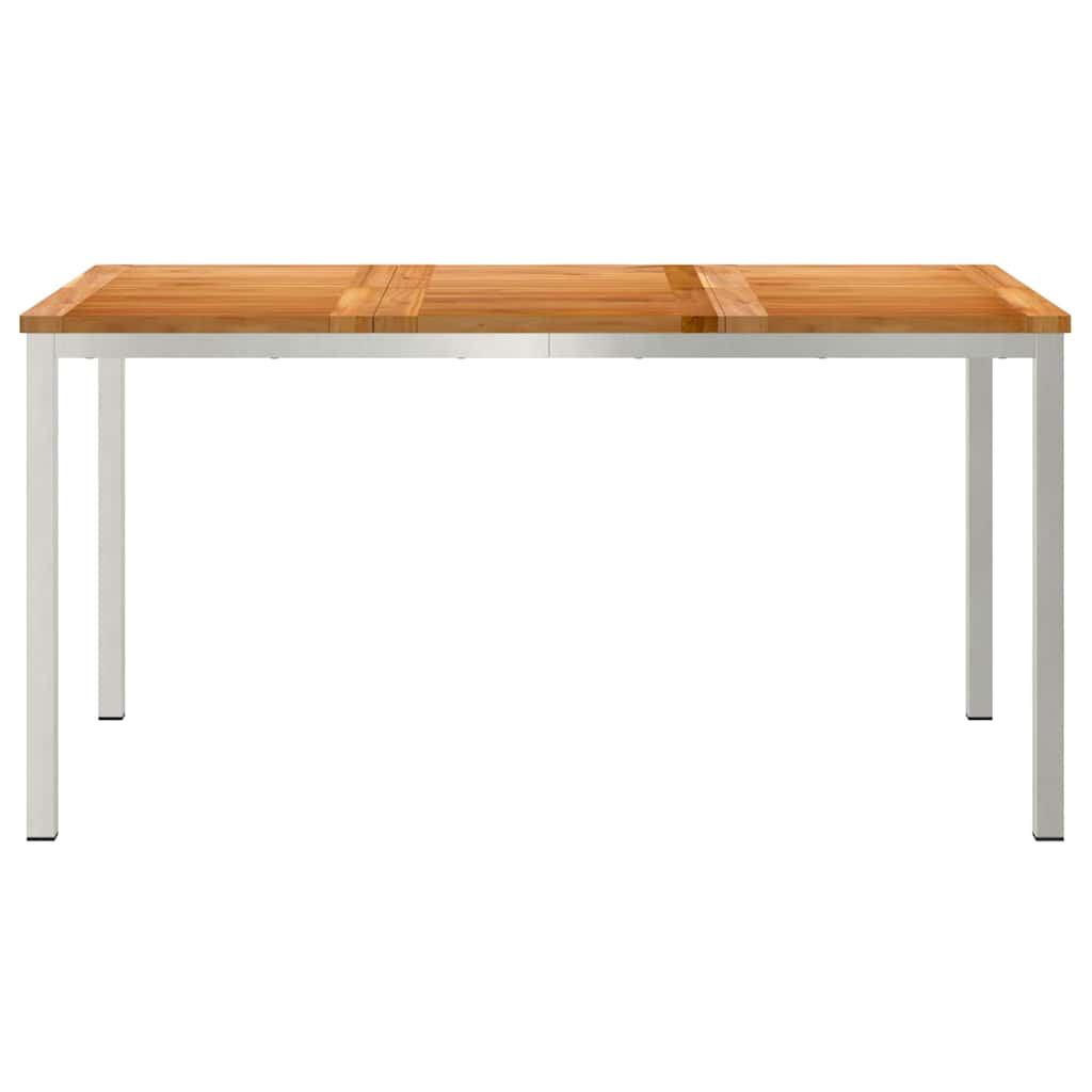 vidaXL Dining Table 150x90x75 cm Solid Teak Wood and Stainless Steel