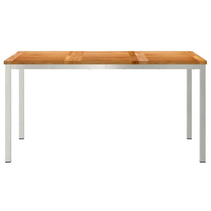 vidaXL Dining Table 150x90x75 cm Solid Teak Wood and Stainless Steel