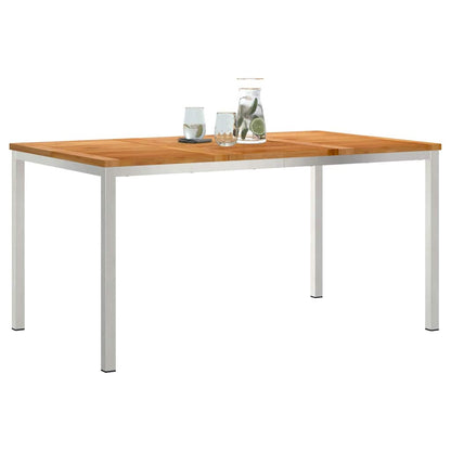 vidaXL Dining Table 150x90x75 cm Solid Teak Wood and Stainless Steel