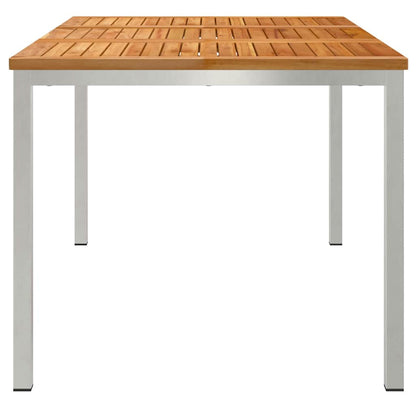 vidaXL Dining Table 150x90x75 cm Solid Teak Wood and Stainless Steel