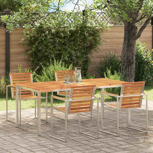 vidaXL Dining Table 180x90x75 cm Solid Acacia Wood and Stainless Steel