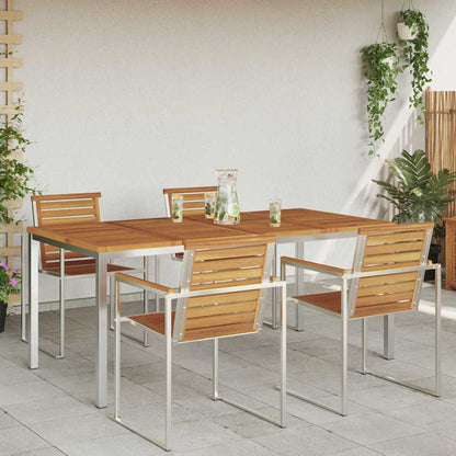 vidaXL Dining Table 180x90x75 cm Solid Acacia Wood and Stainless Steel