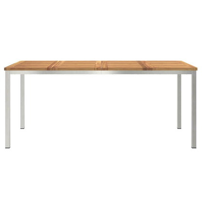vidaXL Dining Table 180x90x75 cm Solid Acacia Wood and Stainless Steel