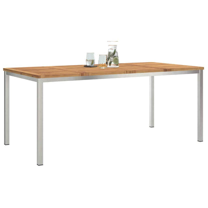 vidaXL Dining Table 180x90x75 cm Solid Acacia Wood and Stainless Steel