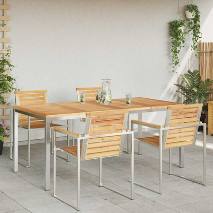 vidaXL Dining Table 180x90x75 cm Solid Teak Wood and Stainless Steel
