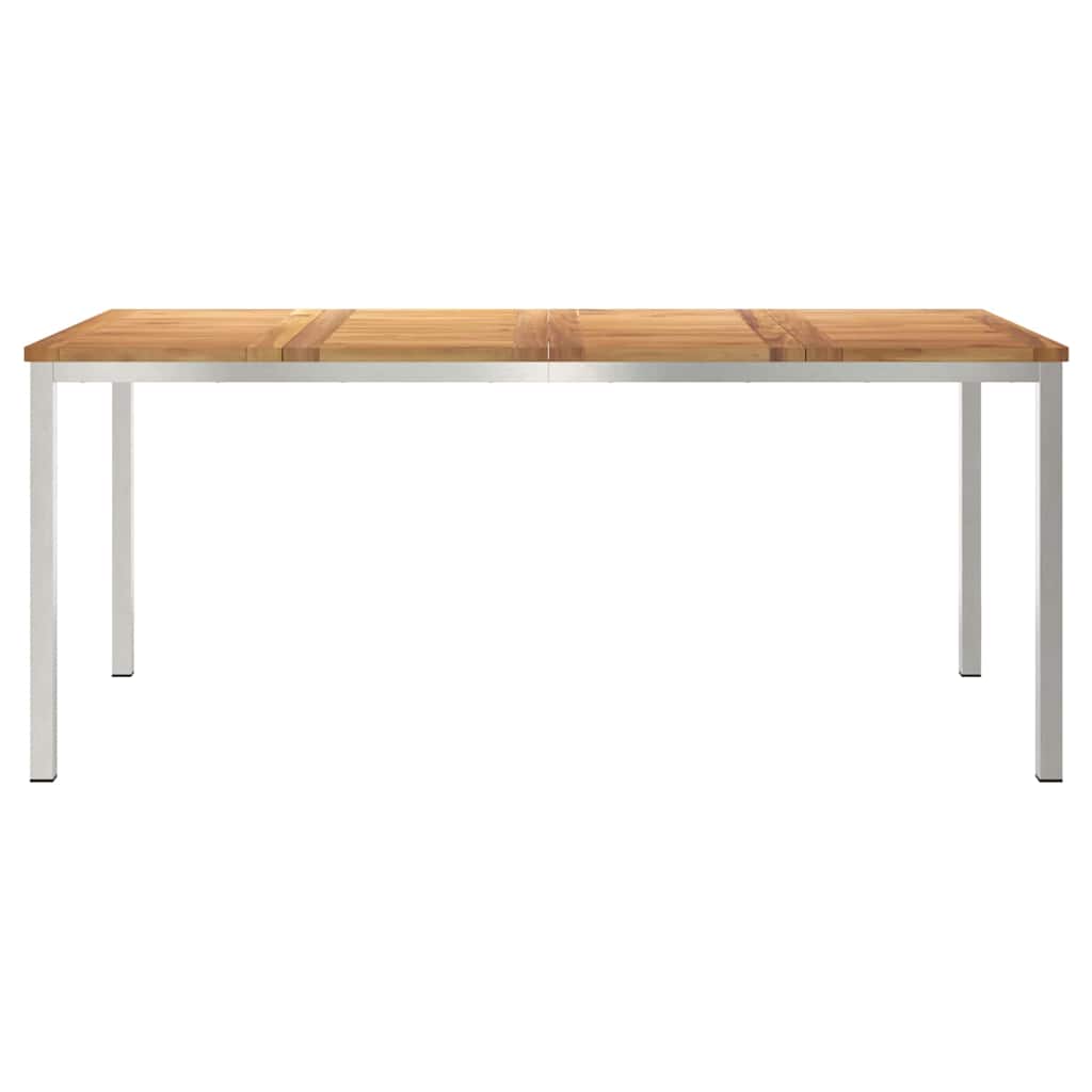 vidaXL Dining Table 180x90x75 cm Solid Teak Wood and Stainless Steel