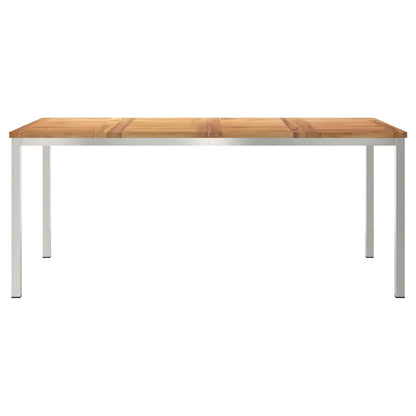 vidaXL Dining Table 180x90x75 cm Solid Teak Wood and Stainless Steel