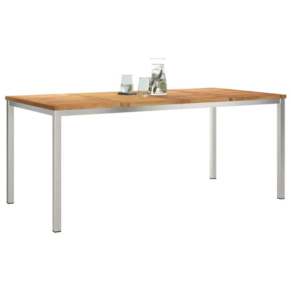 vidaXL Dining Table 180x90x75 cm Solid Teak Wood and Stainless Steel