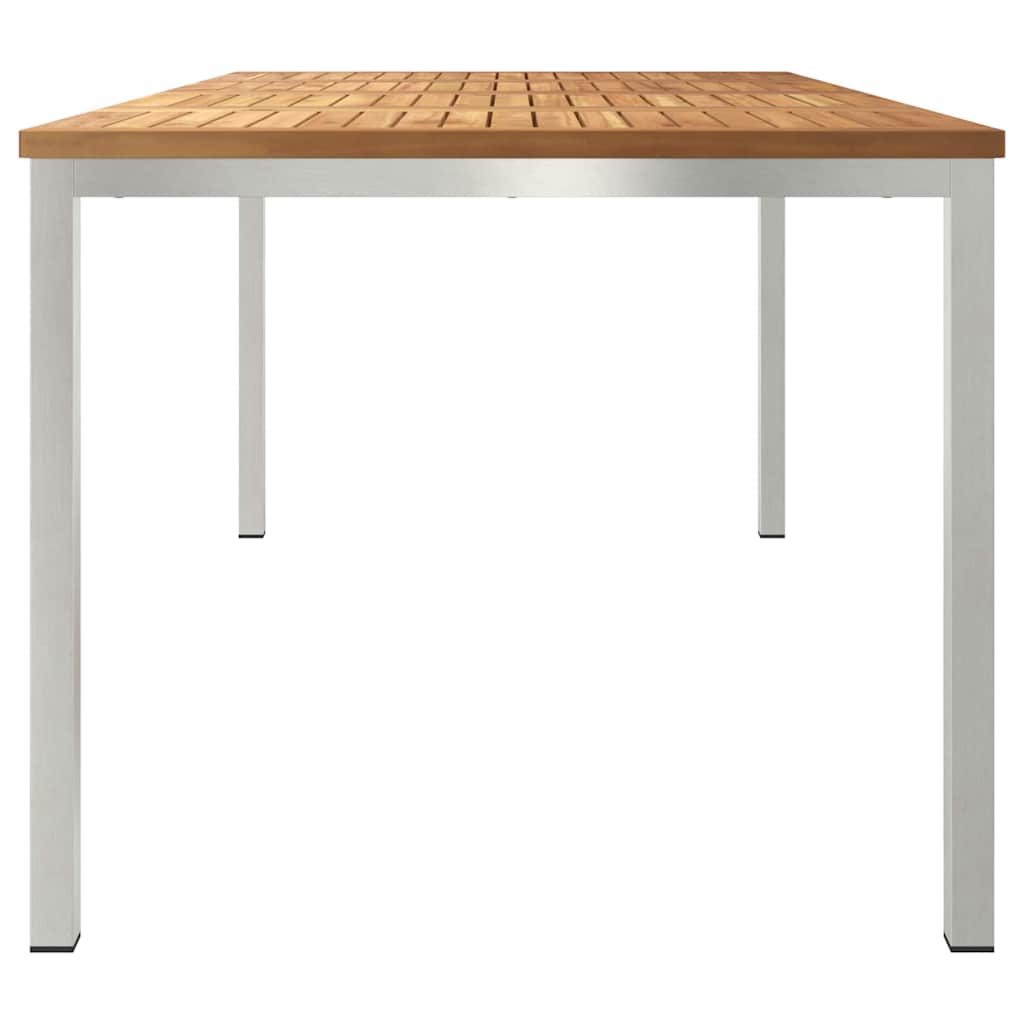 vidaXL Dining Table 180x90x75 cm Solid Teak Wood and Stainless Steel