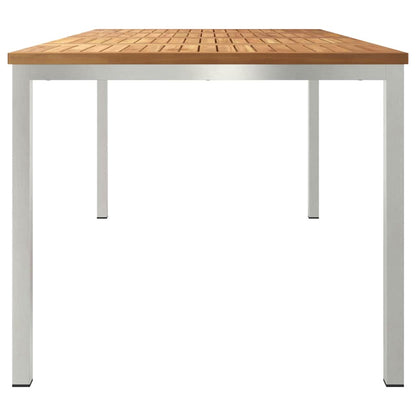 vidaXL Dining Table 180x90x75 cm Solid Teak Wood and Stainless Steel