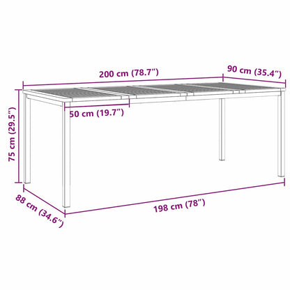 vidaXL DiningTable Brown 200 x 90 x 75 cm Solid Acacia Wood