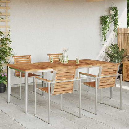 vidaXL Dining Table 200x90x75 cm Solid Teak Wood and Stainless Steel