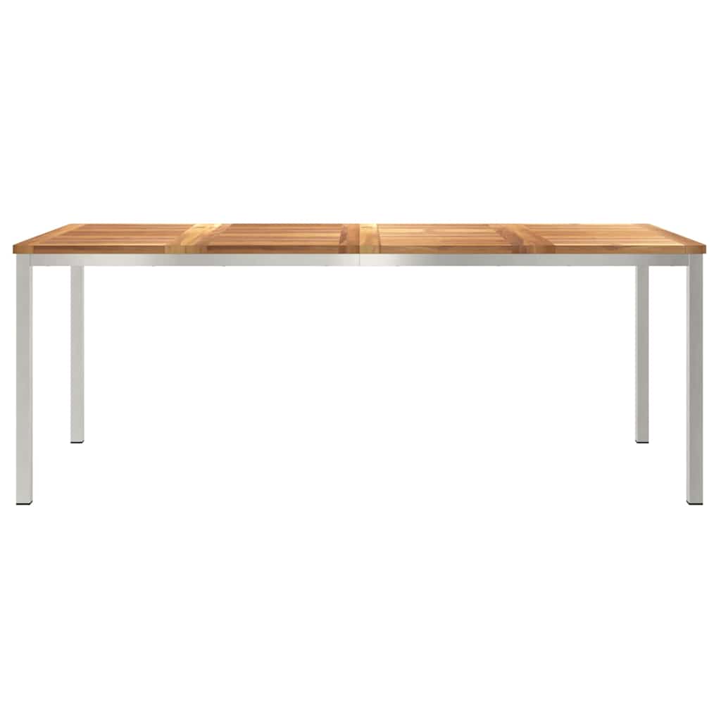 vidaXL Dining Table 200x90x75 cm Solid Teak Wood and Stainless Steel