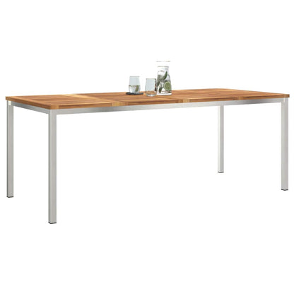 vidaXL Dining Table 200x90x75 cm Solid Teak Wood and Stainless Steel