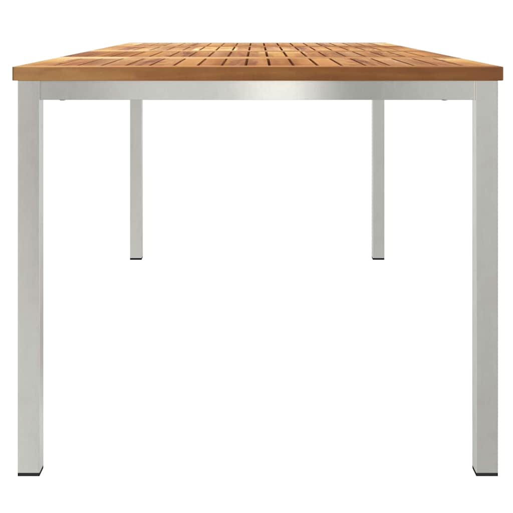 vidaXL Dining Table 200x90x75 cm Solid Teak Wood and Stainless Steel