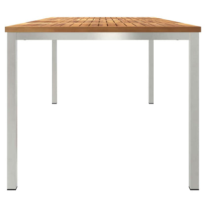vidaXL Dining Table 200x90x75 cm Solid Teak Wood and Stainless Steel