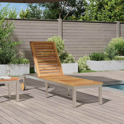 vidaXL Sun Lounger Solid Acacia Wood and Stainless Steel