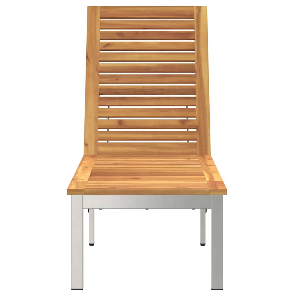 vidaXL Sun Lounger Solid Acacia Wood and Stainless Steel