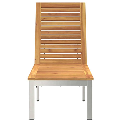 vidaXL Sun Lounger Solid Acacia Wood and Stainless Steel