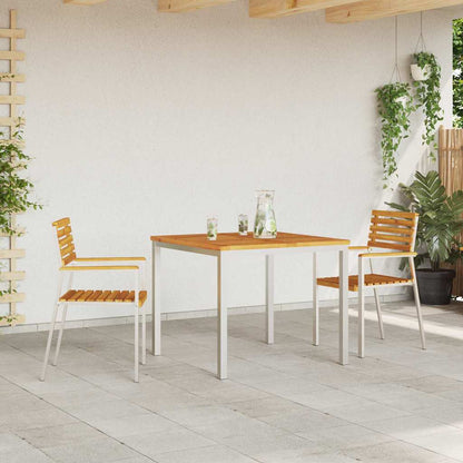 vidaXL Garden Chair 2 pcs Solid Acacia Wood and Stainless Steel