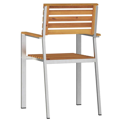 vidaXL Garden Chair 2 pcs Solid Acacia Wood and Stainless Steel