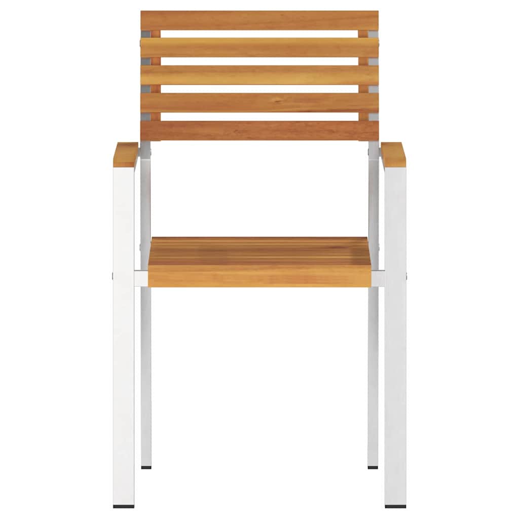vidaXL Garden Chair 4 pcs Solid Acacia Wood and Stainless Steel