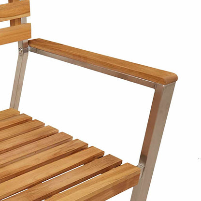 vidaXL Garden Chair 2 pcs Solid Teak Wood and Stainless Steel