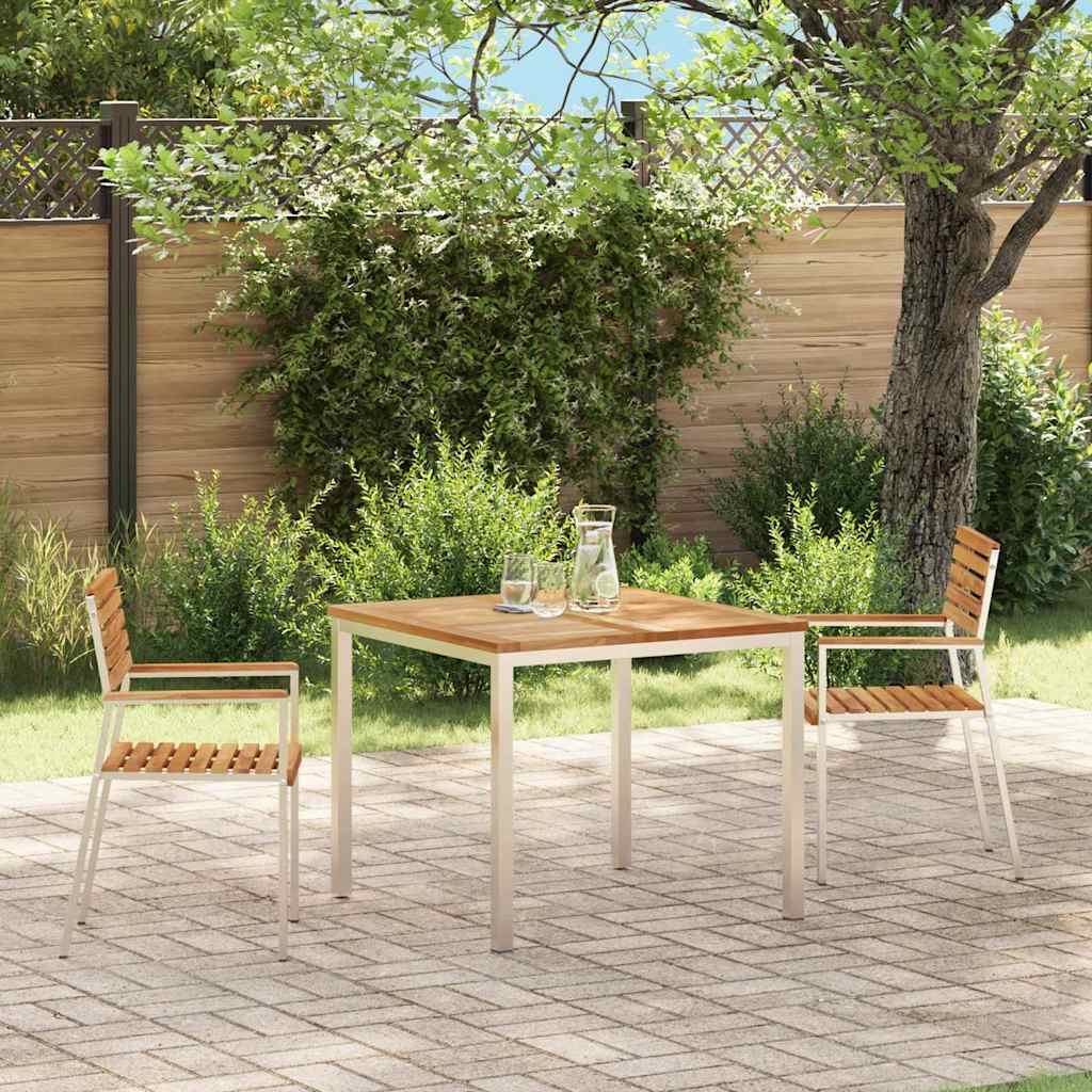 vidaXL Garden Chair 2 pcs Solid Teak Wood and Stainless Steel