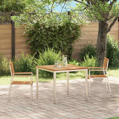 vidaXL Garden Chair 2 pcs Solid Teak Wood and Stainless Steel