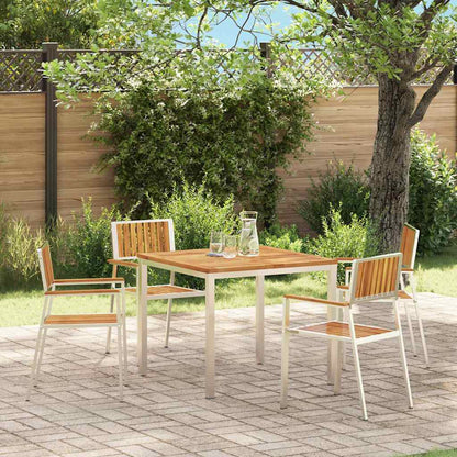 vidaXL Garden Chair 4 pcs Solid Acacia Wood and Stainless Steel