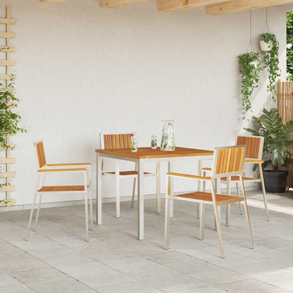 vidaXL Garden Chair 4 pcs Solid Acacia Wood and Stainless Steel