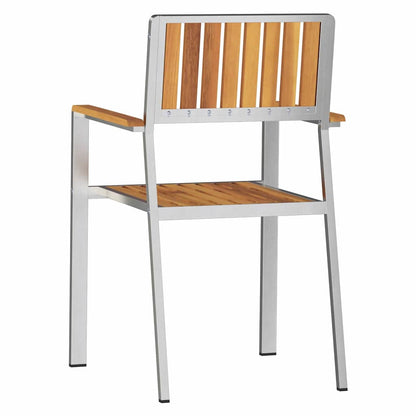 vidaXL Garden Chair 4 pcs Solid Acacia Wood and Stainless Steel