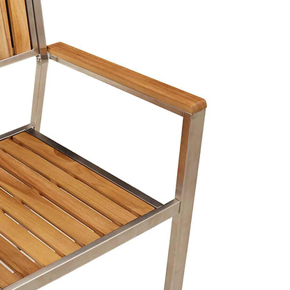 vidaXL Garden Chair 2 pcs Solid Teak Wood and Stainless Steel