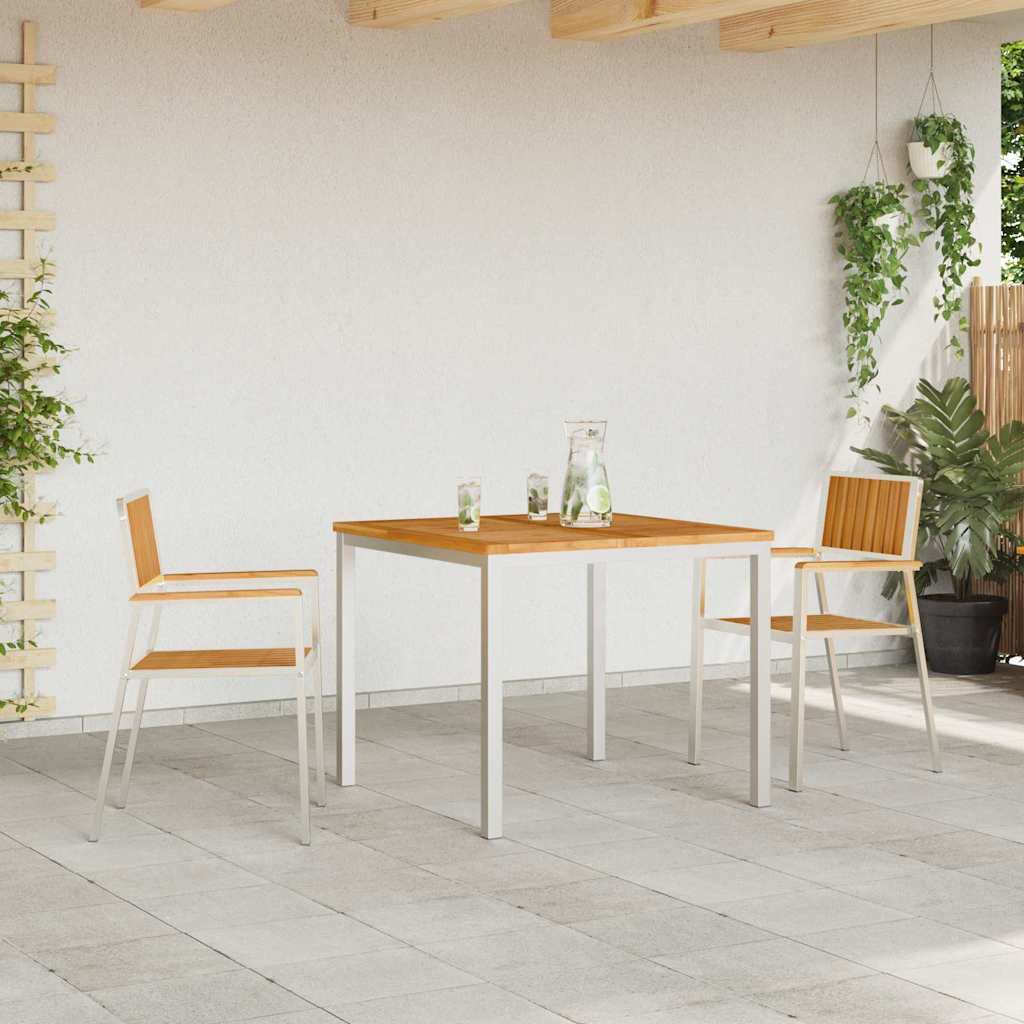 vidaXL Garden Chair 2 pcs Solid Teak Wood and Stainless Steel