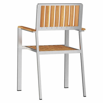 vidaXL Garden Chair 2 pcs Solid Teak Wood and Stainless Steel
