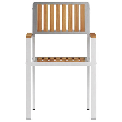 vidaXL Garden Chair 2 pcs Solid Teak Wood and Stainless Steel