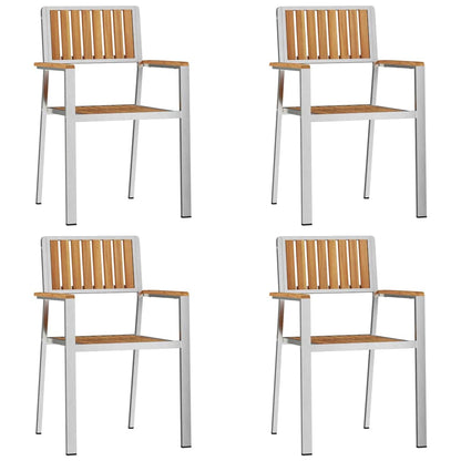 vidaXL Garden Chair 4 pcs Solid Teak Wood and Stainless Steel