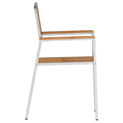 vidaXL Garden Chair 4 pcs Solid Teak Wood and Stainless Steel