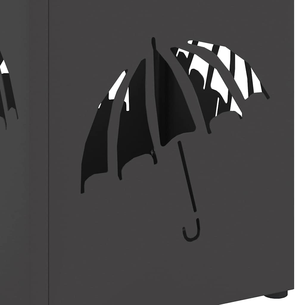 vidaXL Umbrella Stand with Storage Black 15.5 x 15.5 x 49 cm Metal