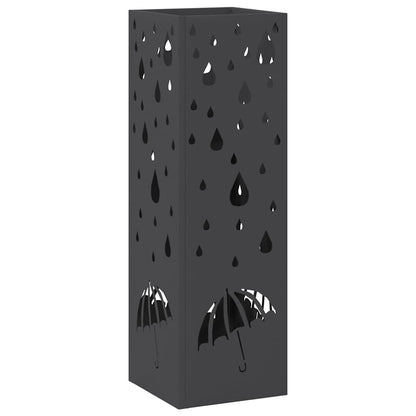 vidaXL Umbrella Stand with Storage Black 15.5 x 15.5 x 49 cm Metal
