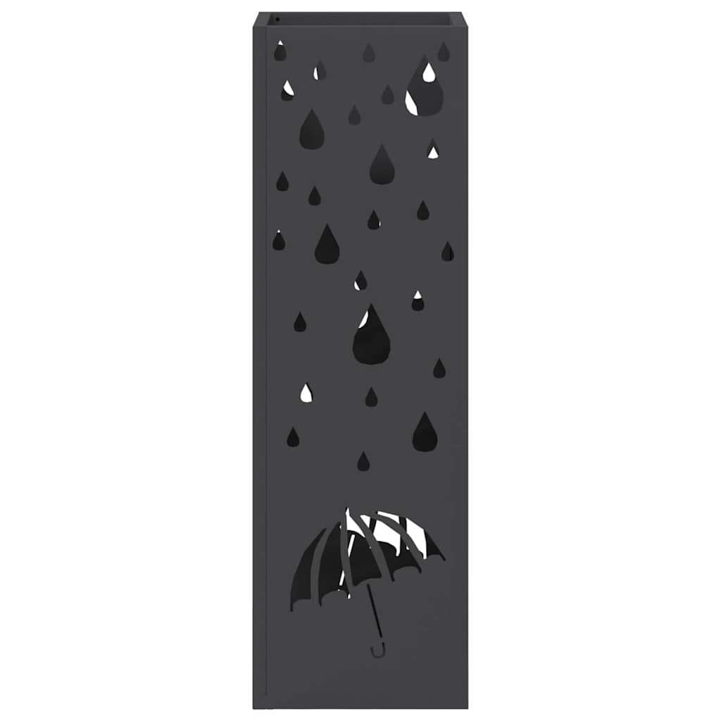vidaXL Umbrella Stand with Storage Black 15.5 x 15.5 x 49 cm Metal