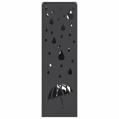 vidaXL Umbrella Stand with Storage Black 15.5 x 15.5 x 49 cm Metal