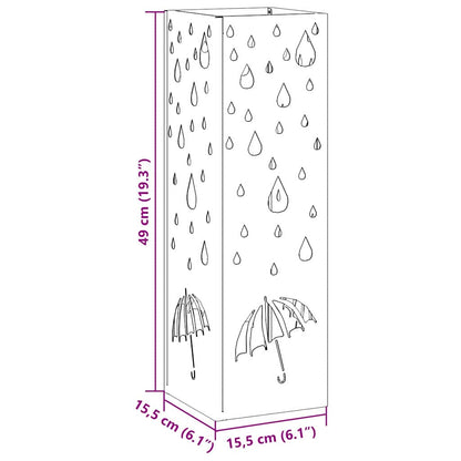 vidaXL Umbrella Stand with Storage Black 15.5 x 15.5 x 49 cm Metal