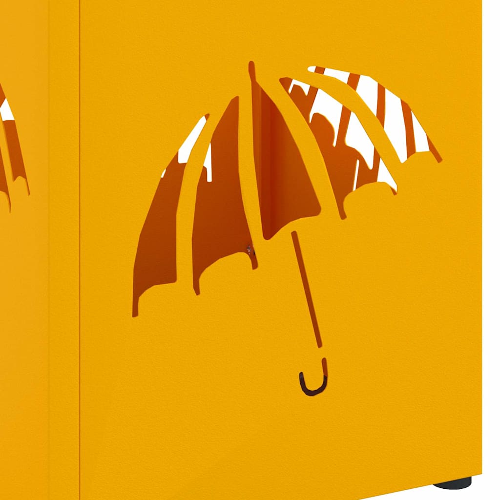 vidaXL Rain Umbrella Stand Mustard 15.5 x 15.5 x 49 cm Steel