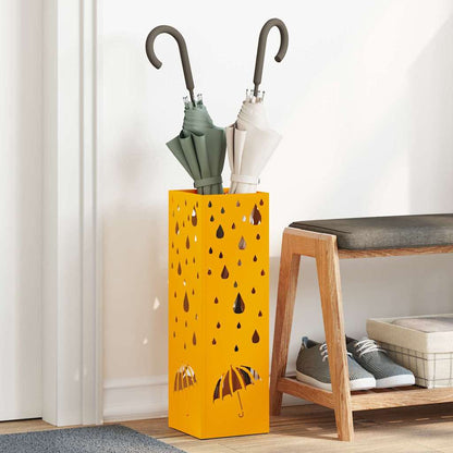 vidaXL Rain Umbrella Stand Mustard 15.5 x 15.5 x 49 cm Steel
