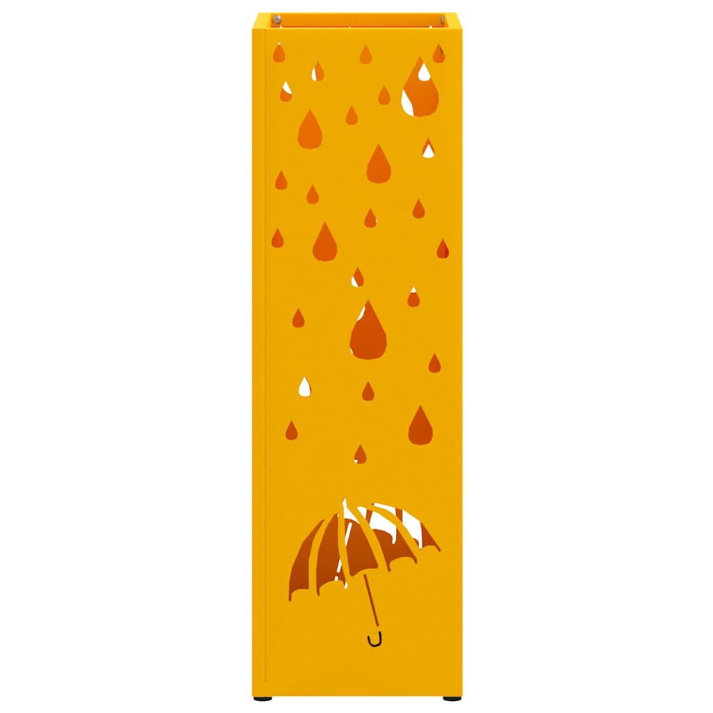 vidaXL Rain Umbrella Stand Mustard 15.5 x 15.5 x 49 cm Steel