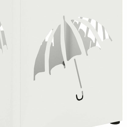 vidaXL Rain Umbrella Stand White 15.5 x 15.5 x 49 cm Steel